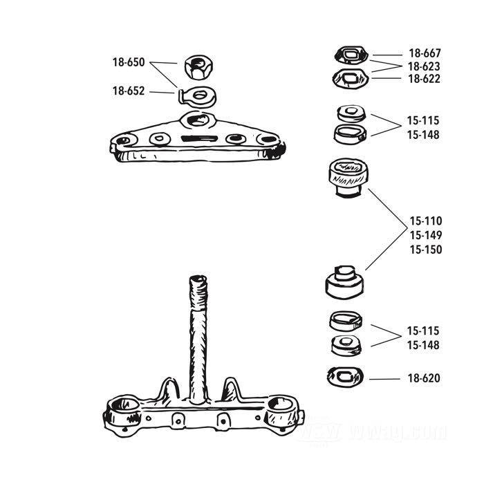 Pare-poussière; pour Roulement conique; pour colonne; adaptable à Big Twin 4 vit. 1949→, Softail →2017, Dyna/FXR →2005, Touring 1980-2013, Sportster 1982-2003; inférieur; acier, zingué; remplace OEM HD 48365-48A; poids brut: 11 g