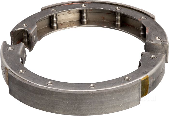 Ganasce di freno di Samwel Supplies; atto per Knucklehead 1936, Big Twin 1937-1948, Sidecar 1937-1957, Servi-Car 1941-1957, WLC; davanti; acciaio / composito fibra; rimpiazza OEM HD 44402-36 ; peso lordo: 600 g
