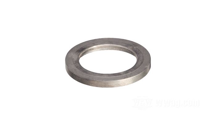 Thrust washer by Antiquebike; for Idler gear; fits IOE Twins 1915-1929; steel, dull nickel-plated; ID x OD: 11/16 x 1-1/16”; replaces OEM HD 650-15; Sweden; NOTE: Will be placed in front of the idler gear with the recess facing towards the gear; gross weight: 7 g