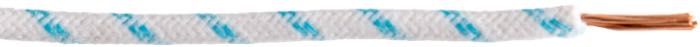 Electric wire; copper / PVC, white, cotton braided; tracer: blue; 1.75 sq mm; gross weight: 18 g
