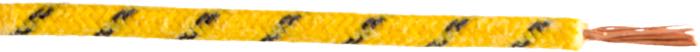 Electric wire; copper / PVC, yellow, cotton braided; tracer: black; 1.75 sq mm; gross weight: 18 g