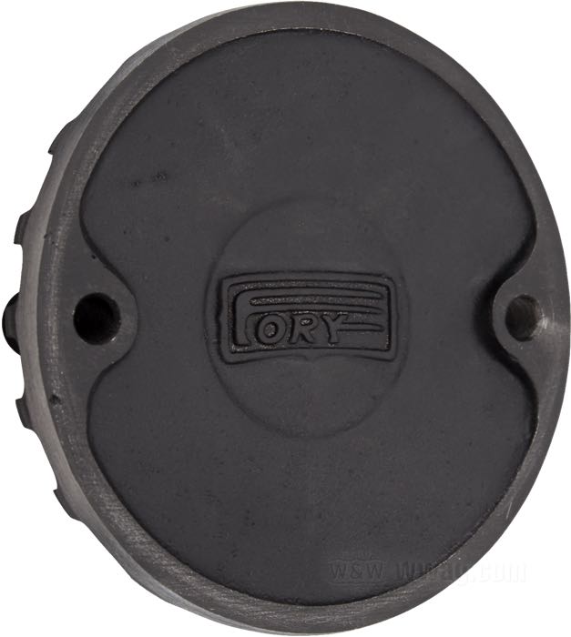 Coperchio accensione »Ribbed 7 Fin« di Fork; atto per Big Twin 1970-1998, Softail 1999, Sportster 1971-2020; alluminio fuso, nero; con viti; Giappone; peso lordo: 150 g