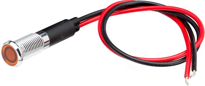 Spia luminosa »LED«; atto per FX, FXR, Sportster 1983-1994; plastica / rame; lunghezza: 31 mm; Ø 10 mm; filettatura: M8 x 0.75; Illuminazione: ambra; 12 V; 0.6 W; con dado e rondella di sicurezza; peso lordo: 8 g