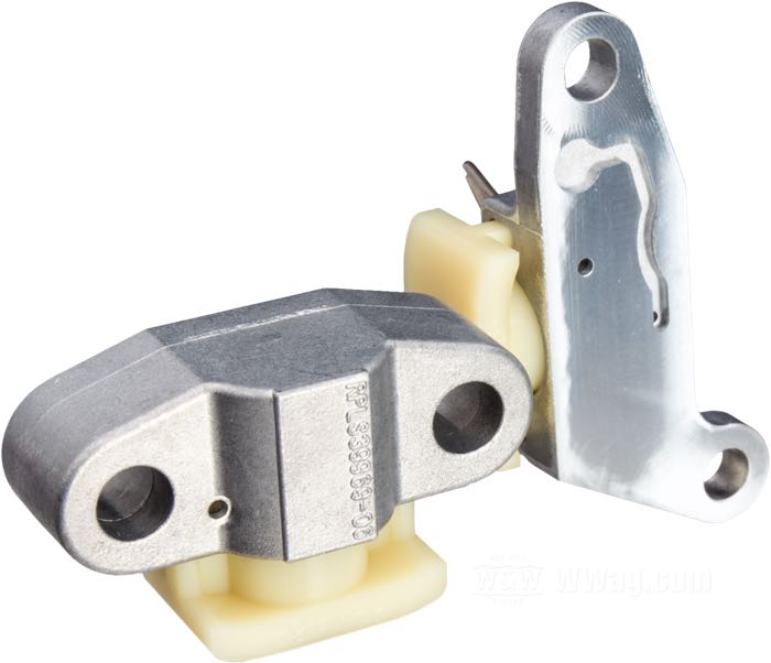 Tensionatore di catena di distribuzione; per ambdue catene; atto per Dyna 2006 e tutti modelli Twin Cam 2007→; acciaio / plastica; rimpiazza OEM HD 39968-06 e 39969-06; peso lordo: 75 g