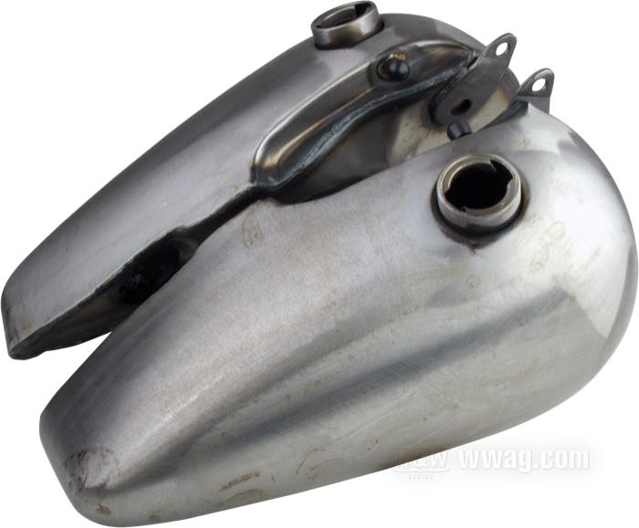 Depósito de gasolina »3.5 gal Hand Shift«; apropiado para modelos con cambio de velocidad a mano 1947→; acero; volumen: 13 l; tapón necesario: cierre de bayoneta 1955-1982; grifo de gasolina necesario: M22 x 1; grifo de gasolina necesario: M22 x 1; peso bruto: 7.84 kg
