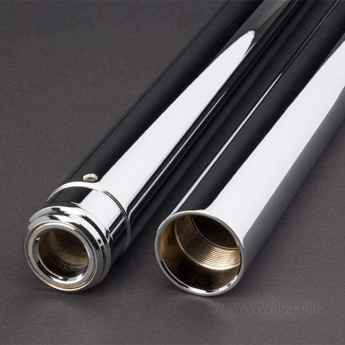 Tubos de horquilla; apropiado para Touring 1984-1996, Softail 1984-1999, FXWG y FXDWG 1984-1999; acero, cromado a brillo; largo: 515 mm; Ø 41.3 mm; reemplaza OEM HD 45827-84; peso bruto: 4.28 kg