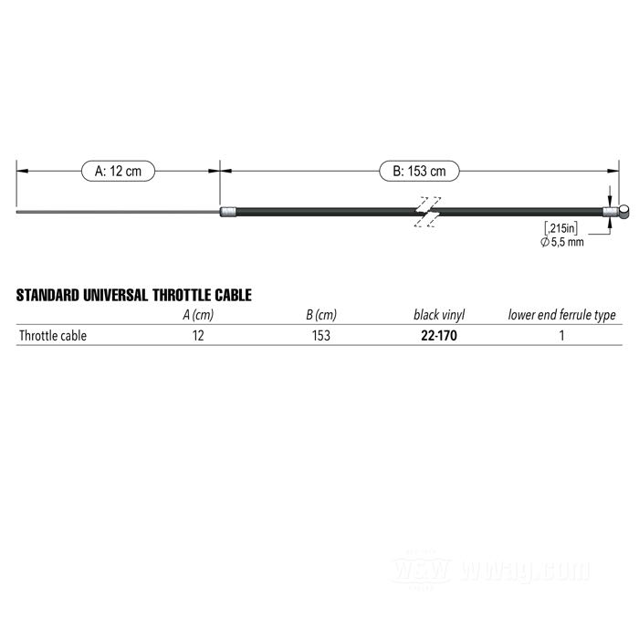 W&W Cycles - Standard Universal-Gaszug für Harley-Davidson