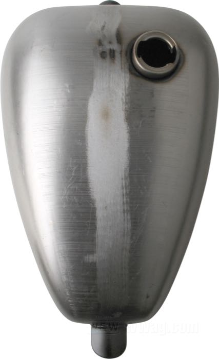 Gas tank »Mustang«; steel, bare, 3/8” petcock thread on right tank side; volume: 12.5 l; required gas cap: cam-style 1955-1982 / 1 x vented; required petcock: 3/8” NPT or 2 x 1/4” NPT; required petcock: 3/8” NPT; required petcock: 3/8” NPT; gross weight: 3.7 kg