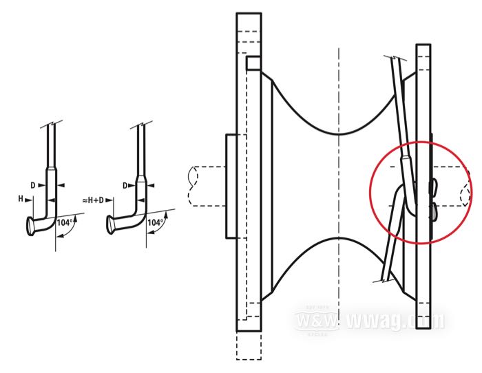 Spoke set; steel, chrome-plated; length L1: 170 mm; diameter D1: 5 mm; diameter D2: 4 mm; head angle α: 104 °; thread: 8G-32; for narrow front hub; for 16