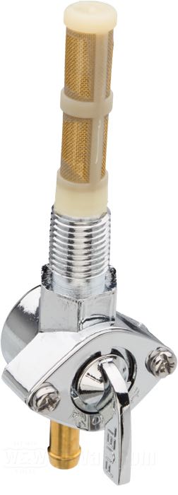 Robinet d’essence »1975 Style«; zinc coulé sous pression, chromé, avec réserve; position du raccord: droit; filetage: 1/4” NPT; poids brut: 156 g