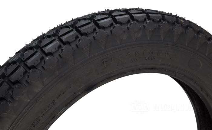 Reifen »Firestone ANS Military« von Coker Tire; Gummi / Stahl; Montageposition: vorne oder hinten; 4.00-18 64P; Schlauchreifen; zulässige Felgen min-max: 2.15 - 2.75; mit ECE R75 Prüfzeichen, mit DOT Prüfzeichen; Bruttogewicht: 6.14 kg