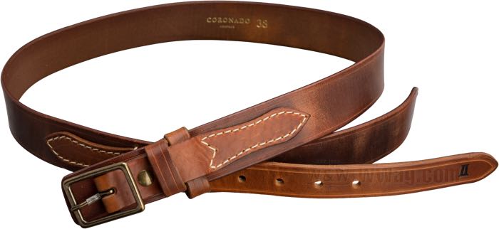 Ceinture de Coronado Leather; vachette / laiton; largeur: 36 mm; longueur: 840 mm; USA; poids brut: 194 g
