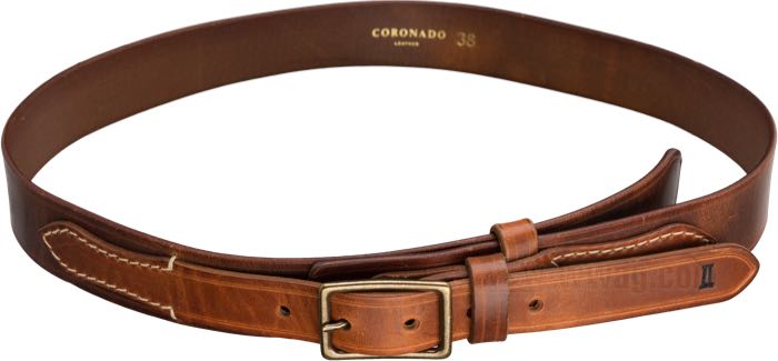 Ceinture de Coronado Leather; vachette / laiton; largeur: 36 mm; longueur: 840 mm; USA; poids brut: 194 g