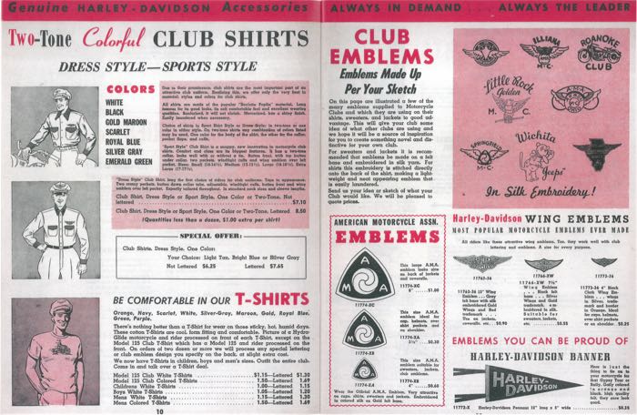 Catalogue »Classic H-D Motorcycle Accessories 1950«; papier; largeur x hauteur: 20.5 x 27 cm; coloré + noir et blanc; 34 pages; poids brut: 87 g