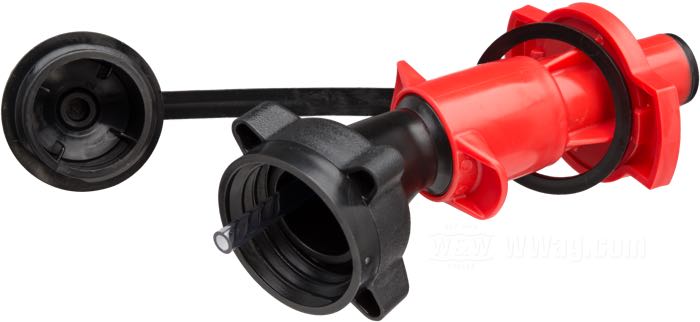 Filler system »Bike Filler« by hünersdorff; for Jerrycan; plastic, black / red; length: 160 mm; Germany; gross weight: 101 g