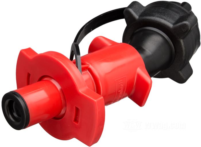 Filler system »Bike Filler« by hünersdorff; for Jerrycan; plastic, black / red; length: 160 mm; Germany; gross weight: 101 g