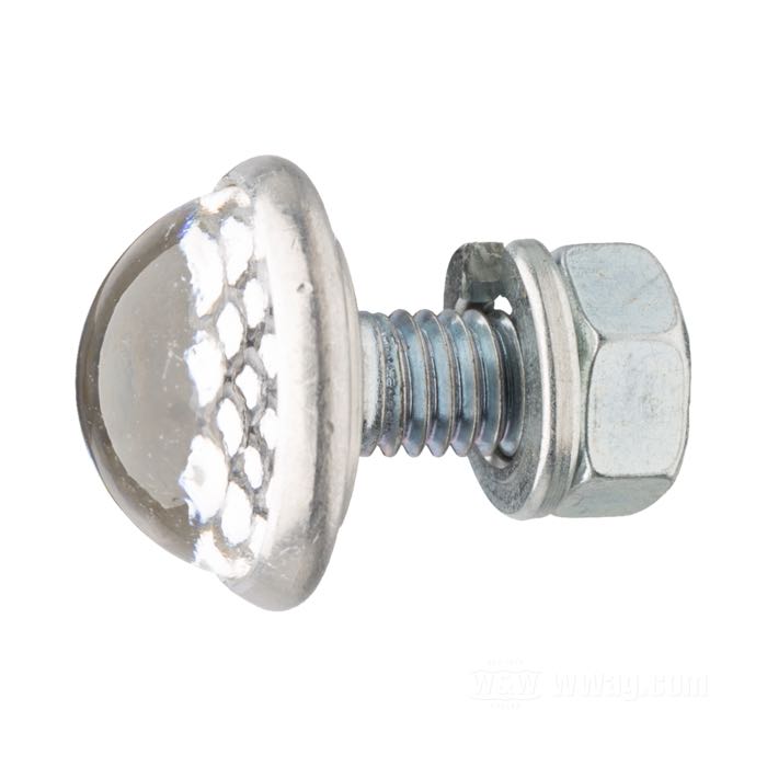 Rückstrahler »Smooth Small« von Red Fox; Glas / Stahl / Aluminium, klar; Länge: 10 mm; Ø 18 mm; Gewinde: M6; mit Sechskantmutter und Federscheibe; USA; Bruttogewicht: 9 g