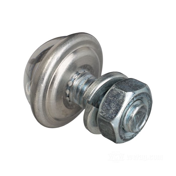 Rückstrahler »Smooth Small« von Red Fox; Glas / Stahl / Aluminium, klar; Länge: 10 mm; Ø 18 mm; Gewinde: M6; mit Sechskantmutter und Federscheibe; USA; Bruttogewicht: 9 g