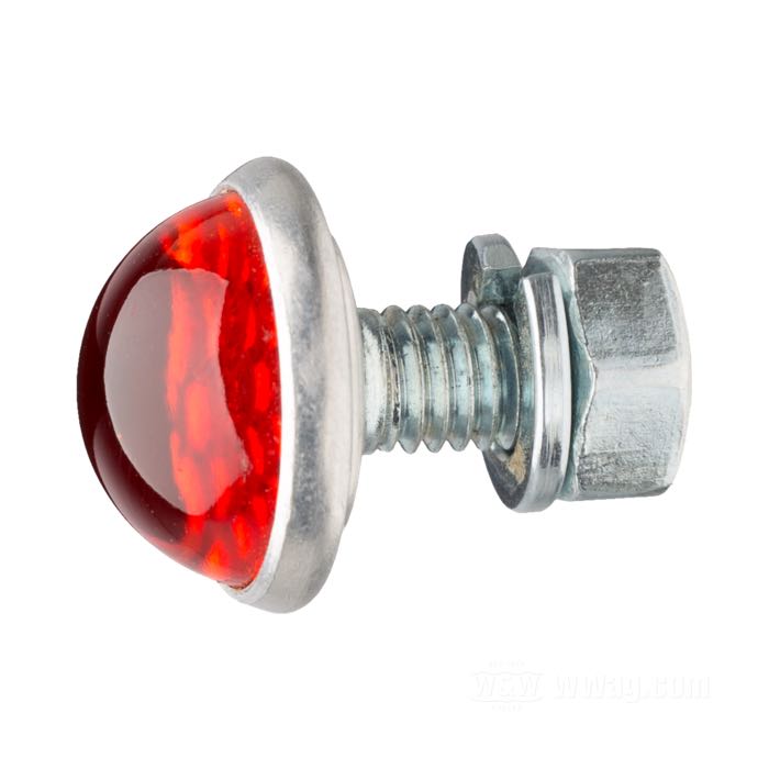 Reflector »Smooth Small« by Red Fox; glass / steel / aluminum, red; length: 10 mm; Ø 18 mm; thread: M6; with hex nut and lockwasher; USA; gross weight: 9 g