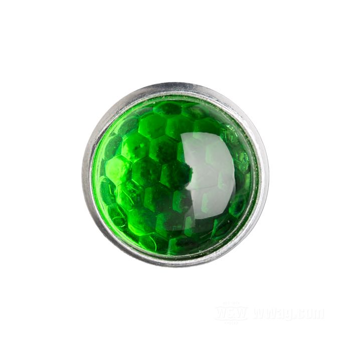Reflector »Smooth Small« by Red Fox; glass / steel / aluminum, green; length: 10 mm; Ø 18 mm; thread: M6; with hex nut and lockwasher; USA; gross weight: 9 g