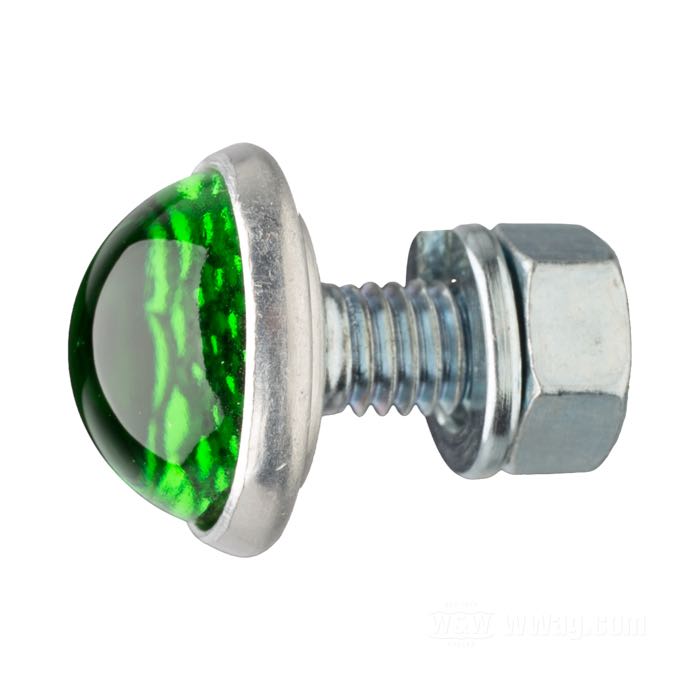 Reflector »Smooth Small« by Red Fox; glass / steel / aluminum, green; length: 10 mm; Ø 18 mm; thread: M6; with hex nut and lockwasher; USA; gross weight: 9 g