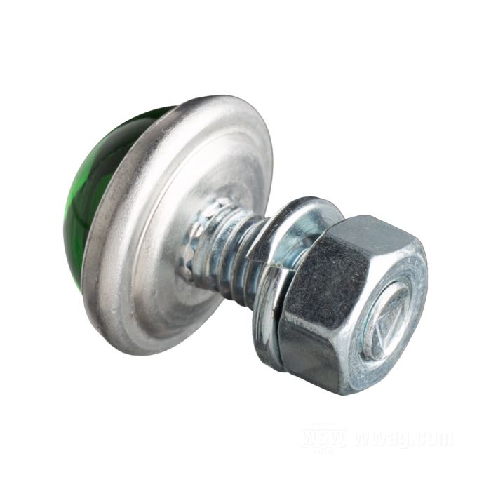 Reflector »Smooth Small« by Red Fox; glass / steel / aluminum, green; length: 10 mm; Ø 18 mm; thread: M6; with hex nut and lockwasher; USA; gross weight: 9 g