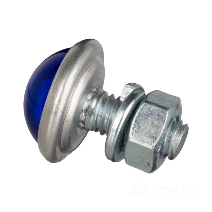 Reflector »Smooth Small« by Red Fox; glass / steel / aluminum, blue; length: 10 mm; Ø 18 mm; thread: M6; with hex nut and lockwasher; USA; gross weight: 9 g