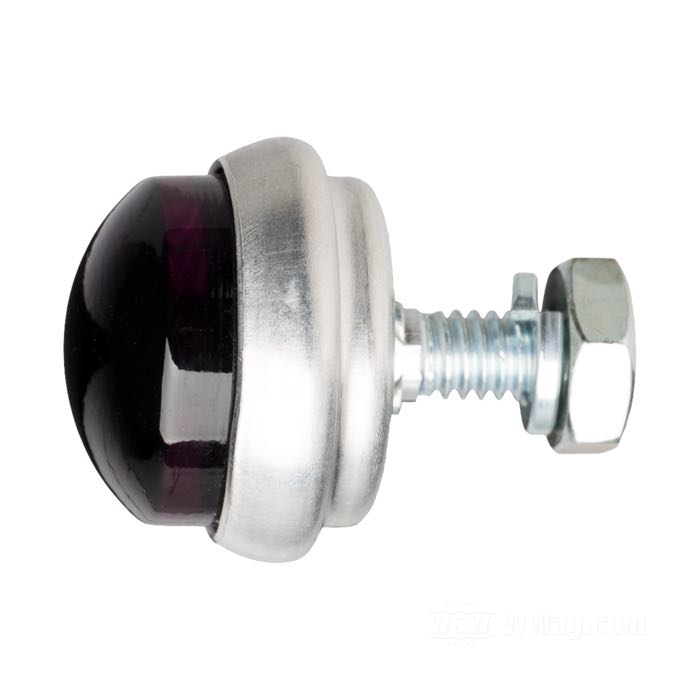 Reflector »Glo-Brite Saddlebag Original Style« by Red Fox; glass / steel / aluminum, dark purple; length: 18 mm; Ø 25 mm; thread: #12-24; with nut and lockwasher; USA; gross weight: 18 g