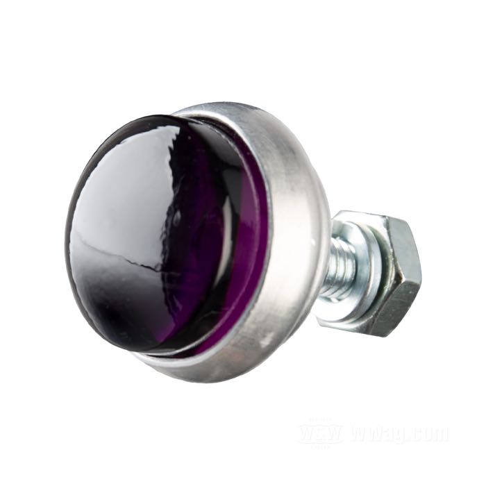 Reflector »Glo-Brite Saddlebag Original Style« by Red Fox; glass / steel / aluminum, dark purple; length: 18 mm; Ø 25 mm; thread: #12-24; with nut and lockwasher; USA; gross weight: 18 g