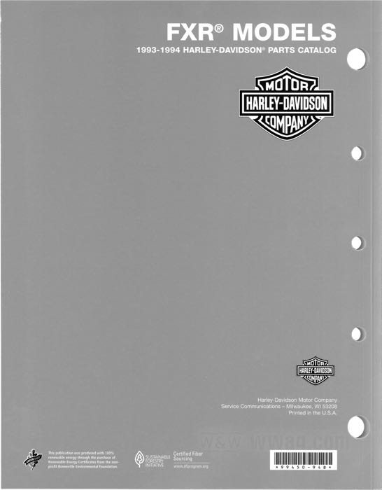 Catalogue de pièces détachées; adaptable à FXR 1993-1994; papier; reliure souple; 206 pages; anglais; remplace OEM HD 99450-94B; USA; poids brut: 482 g