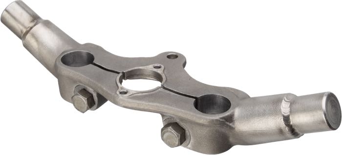 Fork clamp »Stelling & Hellings« by Faber Cycle; for Springer fork; fits Big Twin 1936-early 1946, 45 cui/750cc 1940-1957; Inline; steel, bare; width: 285 mm; USA; gross weight: 1.19 kg