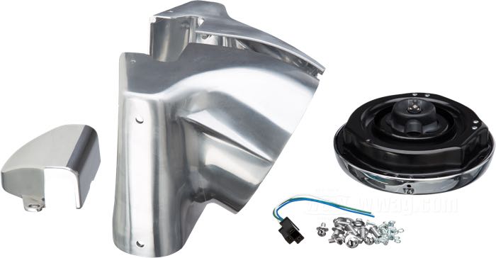 Faro e copertura forcella; atto per FL(H) 1960-1984; alluminio fuso, lucidato; per parabola (Ø): 7”; tipo di lampadina: H4; 12 V; 60/55 W; basetta: P43t; con lampadina 12 V; con inserto faro; rimpiazza OEM HD 67847-60, 67848-60 e 56590-60; peso lordo: 4.17 kg