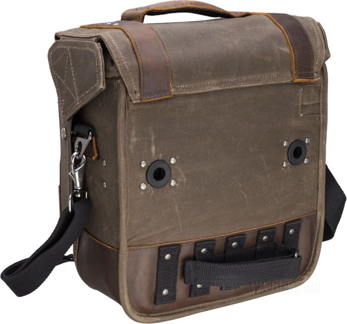 Satteltasche »Voyager Solo« von Burly Brand; Rindleder / Segeltuch, dunkelbraun; B x H x T: 30 x 30 x 13 cm; Bruttogewicht: 2.12 kg
