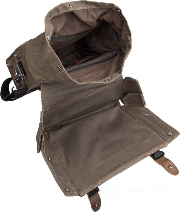 Satteltasche »Voyager Solo« von Burly Brand; Rindleder / Segeltuch, dunkelbraun; B x H x T: 30 x 30 x 13 cm; Bruttogewicht: 2.12 kg