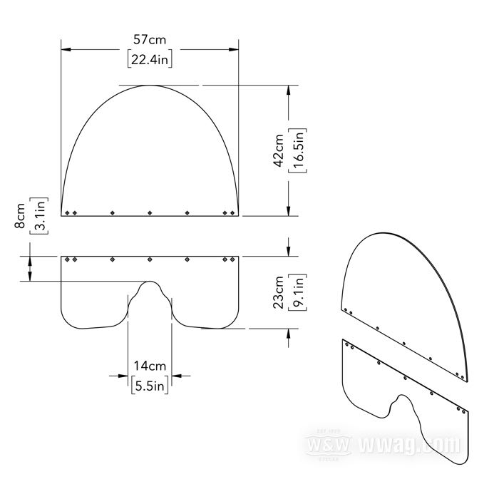 Scheibe »OEM« von Samwel Supplies; für All Plastic Springer Windschild; passend für Big Twins 1936-1948, 45”/750 cc 1936-1957; oben & unten; Polycarbonat, klar, Höhe: 42 cm oben, 23 cm unten; Breite: 57 cm; ersetzt OEM HD 58020-48 und 58022-48; Bruttogewicht: 1.17 kg