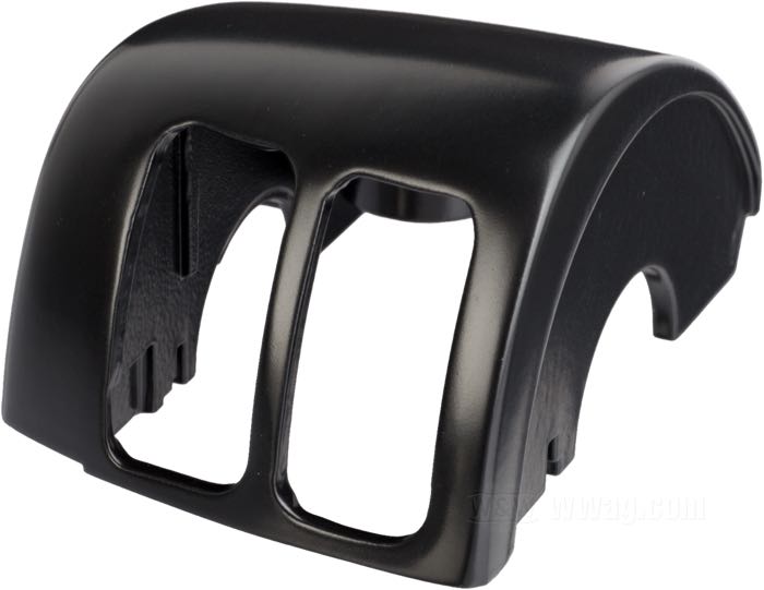 Switch housing; fits Dyna 1996-2006, Softail 1996-2006, Sportster 1996-2006, V-Rod 2002-2007, Touring 1996-2006 (without Audio/Cruise Control); top left; cast aluminum, matte black; gross weight: 98 g