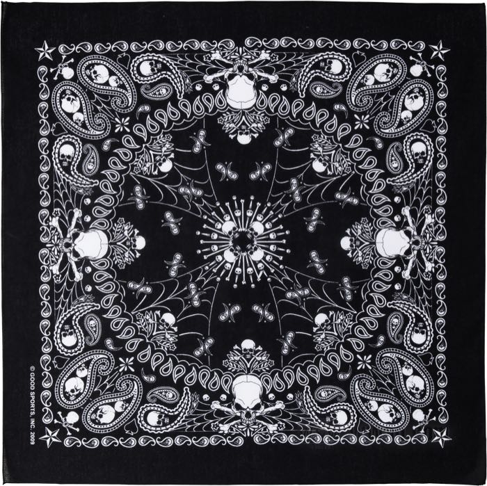 Bandana »Skulls and Crossbones« di Rockmount; cotone, nero / bianco; lunghezza x larghezza: 54 x 54 cm; U.S.A.; peso lordo: 43 g
