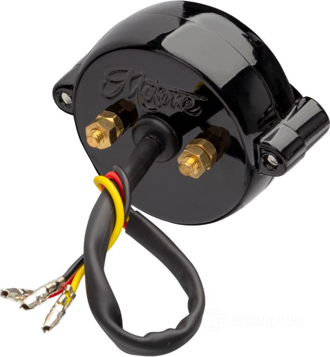 Feu arrière »Bel Air« de Motone; alu coulé, noir, peint; profondeur: 51 mm; Ø 62 mm; type ampoule: LED; filetage: #10-32; 12 V; avec LED; avec feu de stop; avec cuvelage d'aluminium; avec éclairage de plaque; surface de montage: platte; avec quatre écrous; homologué E4; poids brut: 162 g