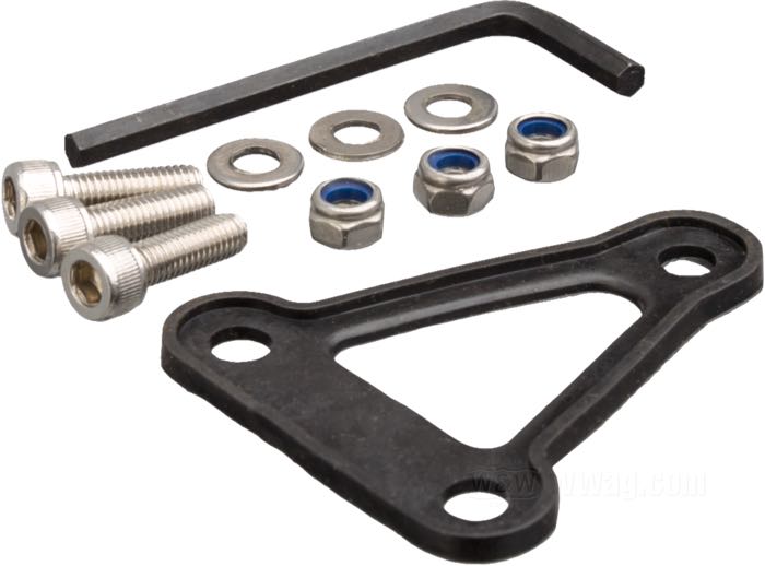 Mounting bracket by Motone; for Taillight; cast aluminum, polished; length x height: 62 x 62 mm; thread: #10-32; mounting surface: curved; with gasket and mounting hardware; gross weight: 122 g