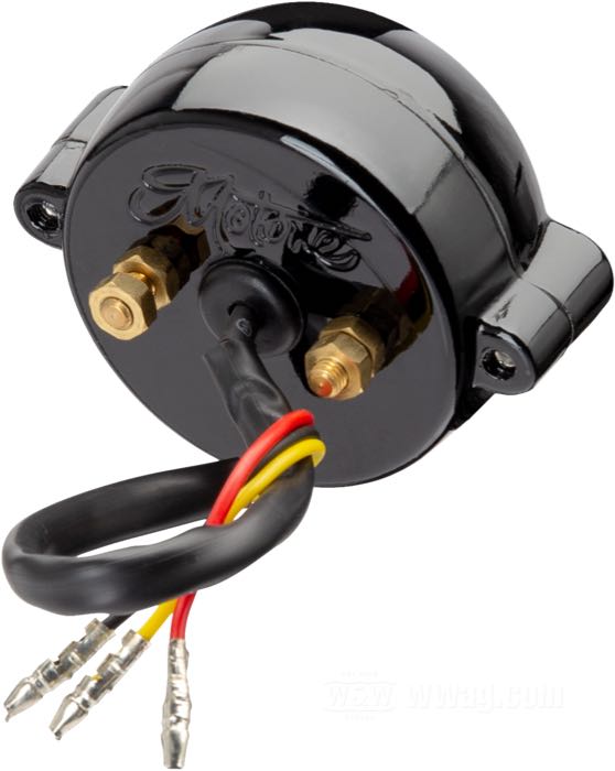 Rücklicht »Eldorado« von Motone; Aluminiumguss, schwarz, lackiert; Tiefe: 35 mm; Ø 62 mm; Glühlampen-Typ: LED; Gewinde: #10-32; 12 V; mit LED Leuchtmittel; mit Bremslicht; mit Alu-Gehäuse; mit Kennzeichenbeleuchtung; Montagefläche: plan; mit vier Muttern; E4 geprüft; Bruttogewicht: 163 g