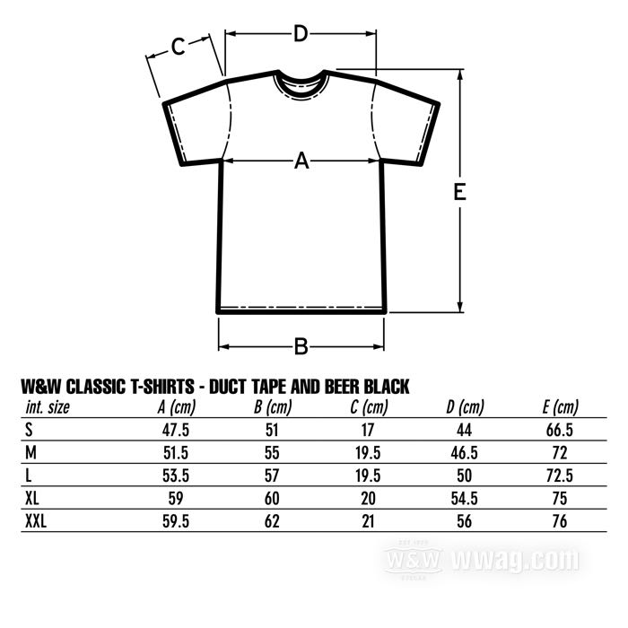 Camiseta »DUCT TAPE AND BEER« de W&W Cycles; algodón 180 g/m², negro; tamaño: S; hombres; manga corta; peso bruto: 159 g