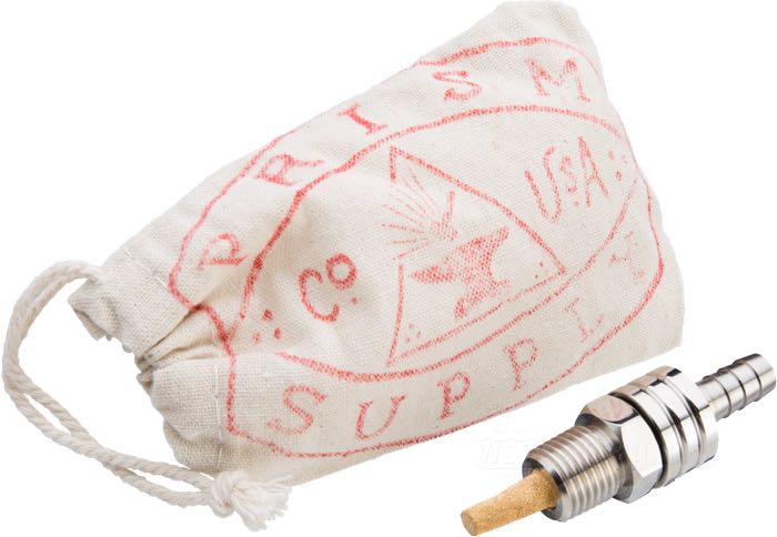 Robinet d’essence de Prism Supply Co.; acier inox, poli, sans réserve; longueur: 30 mm; Ø 18 mm; position du raccord: droit; filetage: 1/4” NPT; USA; poids brut: 45 g