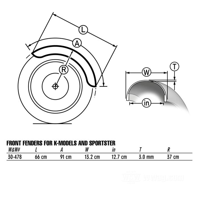 Vorderradschutzblech; passend für K-Modell und Sportster 1952-1969; Stahl, blank; ersetzt OEM HD 59007-52 und 59007-52B; Bruttogewicht: 1.88 kg