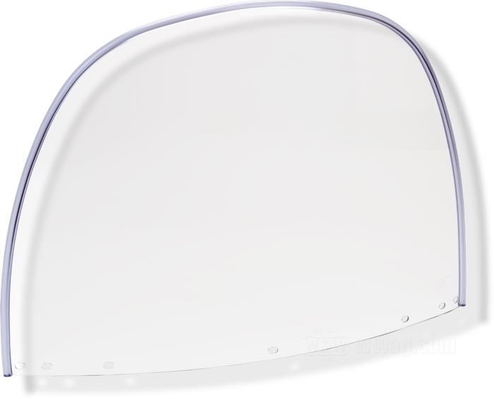Screen »OEM« by National Cycle; fits Hydra Glide and Duo Glide 1949-1964, Electra Glide 1965-1984 without fairing; top; polycarbonate, clear, 7 mounting holes; width x height: 575 x 390 mm; replaces OEM HD 58020-49A; gross weight: 700 g