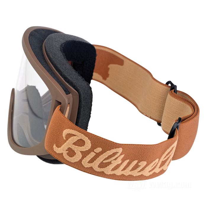 Occhiali »Moto Script and Logo« di Biltwell Inc.; plastica / policarbonato, cioccolato / marrone; può essere portata sopra gli occhiali da vista e occhiali da sole; peso lordo: 142 g
