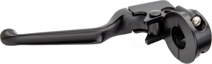 Commande embrayage à main; adaptable à modèles 1982-1995; alu coulé, noir mat; remplace OEM HD 38608-82B et 45017-82A; poids brut: 320 g