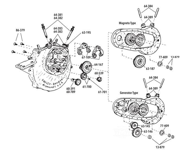 Pièces carter-moteur côté distribution pour modèles IOE