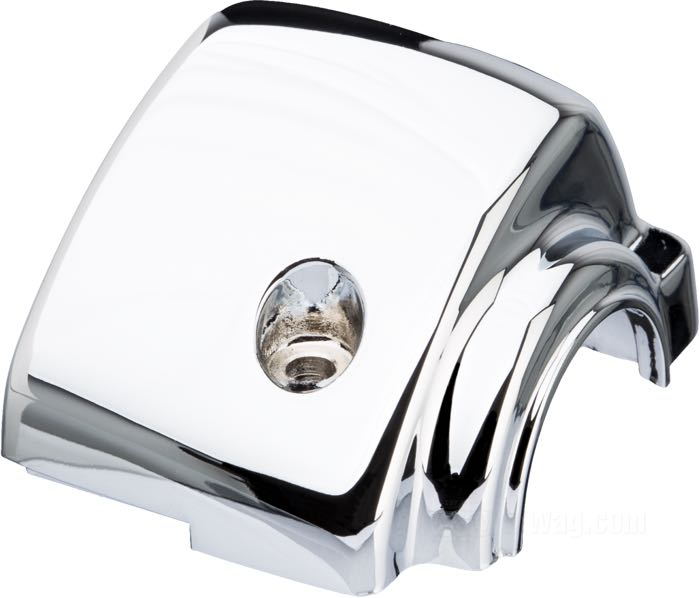 Switch housing »OEM Style«; fits Dyna 1996-2006, Softail 1996-2006, Sportster 1996-2006, V-Rod 2002-2007, Touring 1996-2006 (without Audio/Cruise Control); top right; cast aluminum, chrome-plated; gross weight: 88 g