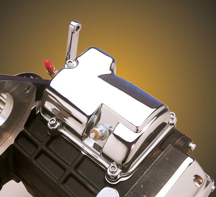 Tapa superior; para Transmisión; apropiado para Big Twin 5 velocidades 1987-1998 (exc. modelos Dyna); aluminio fundido, cromado; reemplaza OEM HD 34468-86A; peso bruto: 430 g