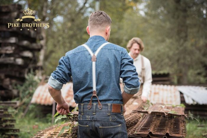 Suspenders »1937 Heavy Duty« by Pike Brothers; cotton / rubber / cowhide, brown / black; Germany; gross weight: 160 g